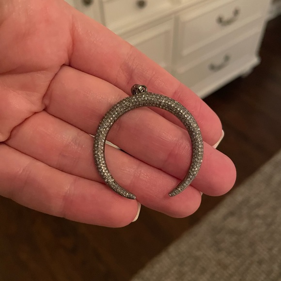 Diamond and Black Rhodium Crescent Horn Pendant by the Jen Collection - Picture 14 of 14